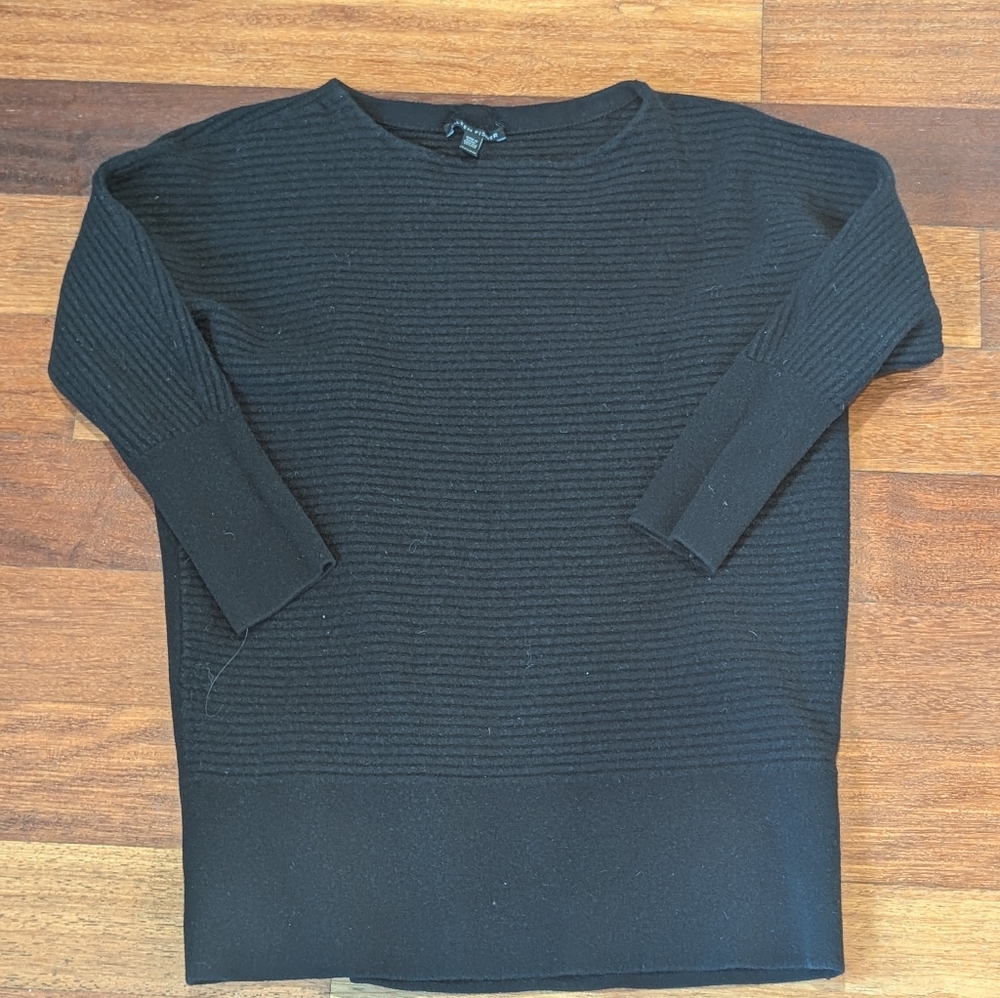 Eileen Fisher Black Ribbed Crewneck Sweater